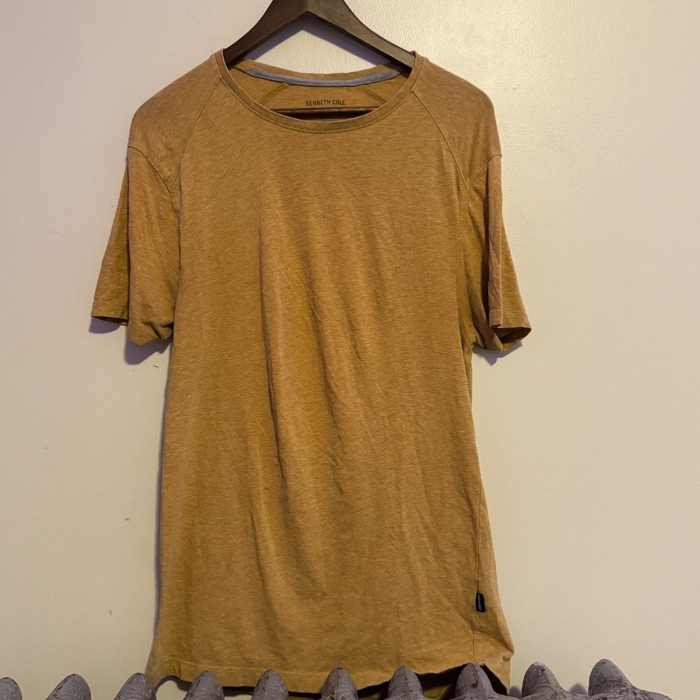 Kenneth Cole Men's Tan Organic Cotton Short Sleeve T Shirt Size Small Capsule
